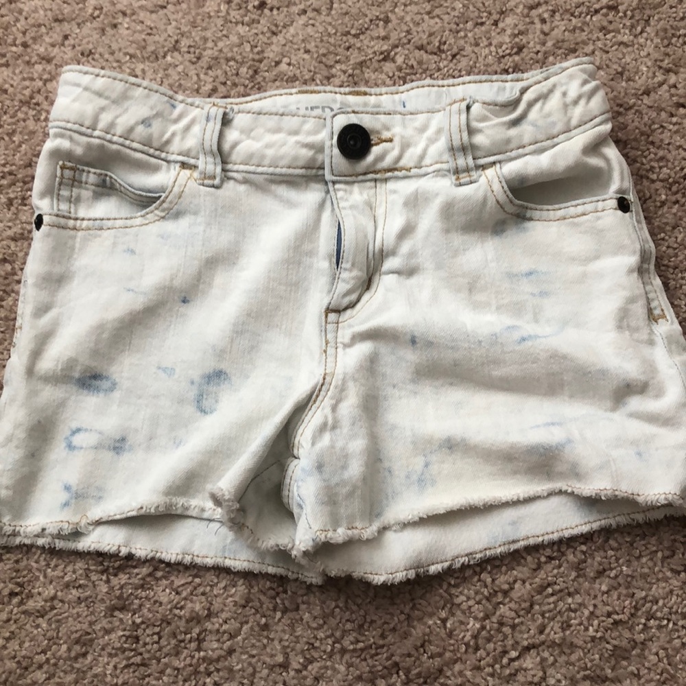 White with Light Blue Tye Dye Jean Shorts
